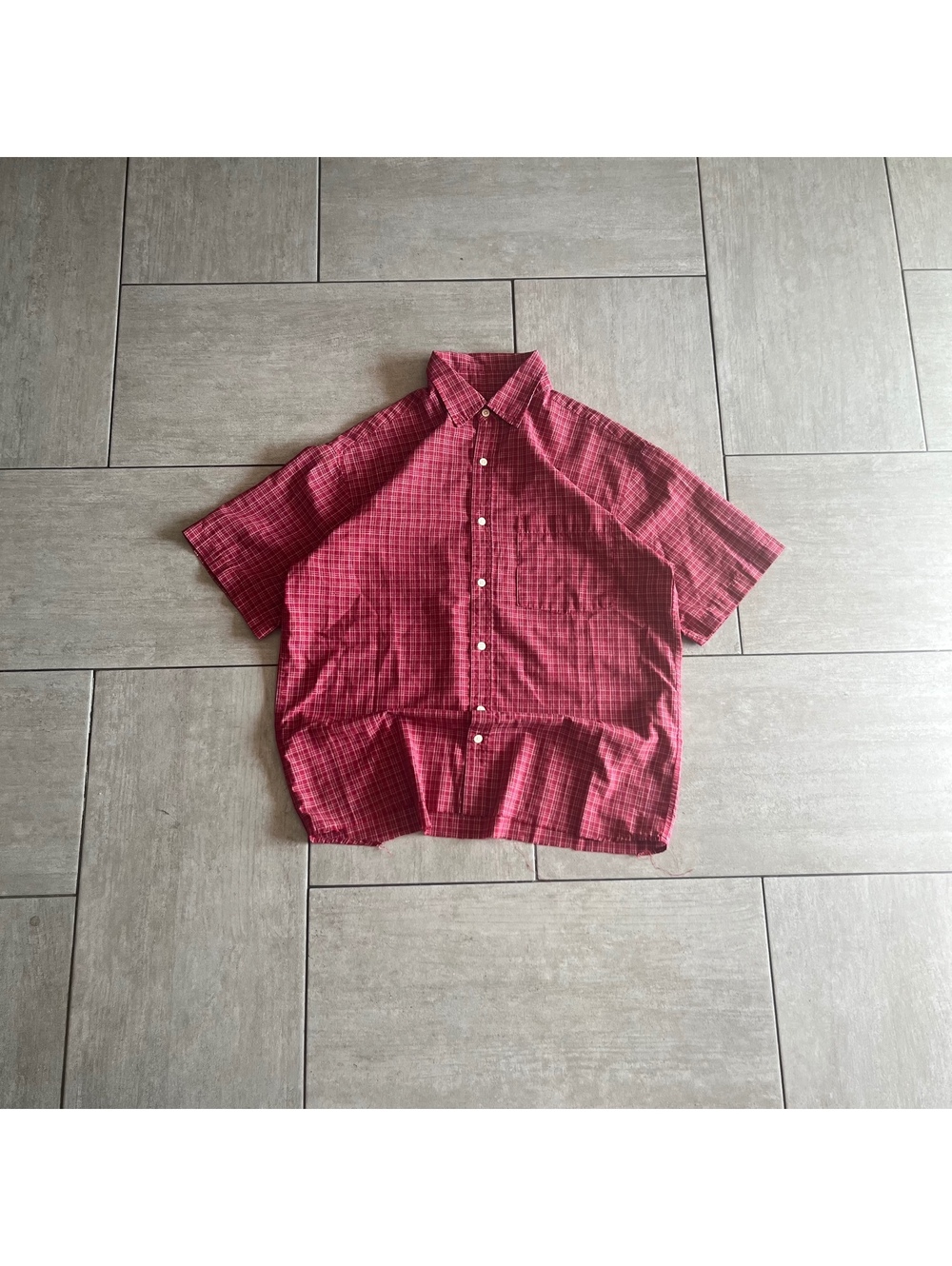 Cherokee Men's Red Plaid Button-Up Shirt Large